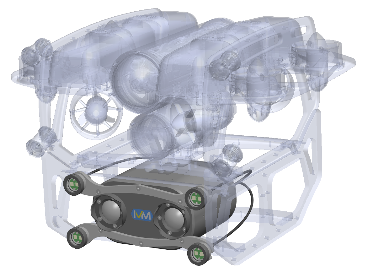 Schema to sideways of HYDRO 100 integrated in compact ROV for shallow water inspection